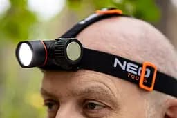 Neo Tools Ліхтар налобний акумулятор/батарейки, 4000мА•год або ААх3, 2000лм, 20Вт, 5 функцій освітлення, IPX4 - мініатюра 2