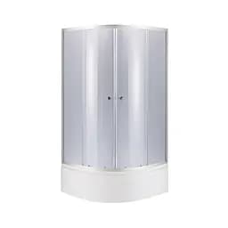 Душевая кабина Latwa SC80x80.SAT.HIGH.GR полукруглая, стекло тон. 4 мм + душевой поддон Kapielka ST80x80x41, с панелью Lidz, универсальная, матовая