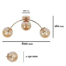 Потолочна люстра E27 Levistella 7529907-3 GOLD+BR, 3 плафона, золото, коричневий, сучасний стиль - мініатюра 2