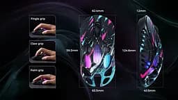 Комп'ютерна миша GravaStar Mercury X Pro 8K BT/WL/USB-A RGB Neon Graffiti teh0024928 - мініатюра 7