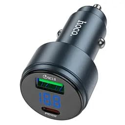 Адаптер автомобильный Hoco Glorious dual-port цифровой дисплей Car charger Z57B |1USB/1Type-C, 63W/3A, PD/QC|