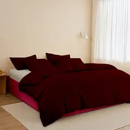 Комплект постільної білизни Cosas Ruby Полуторний бордо (Ranfors_Bordo_El-Beige_160) - мініатюра 3