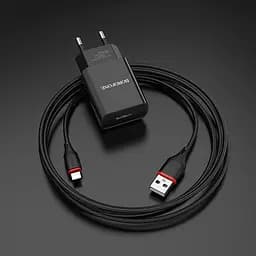 Зарядное устройство для Borofone BA20A USB черный + кабель USB to Lightning