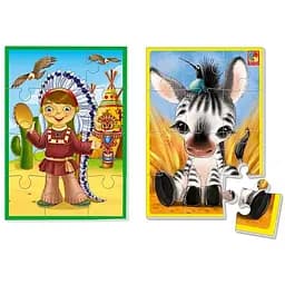 Развивающие мягкие пазлы А5 Индеец и зебра Vladi Toys VT1103-46 на украинском языке