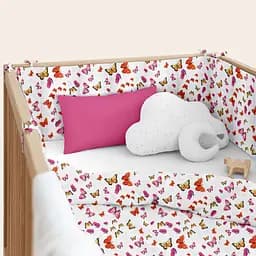 Бортики в дитяче ліжечко 30x60 BUTTERFLY, червоний (WeltBed_ButterfliesYellowRed_30x60) - мініатюра 2