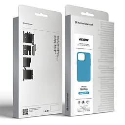 Силиконовый чехол для Apple iPhone 16 Pro, ICON2 Case, голубой, противоударный, панель, защита всего корпуса, матовая поверхность Soft Touch, выступает над дисплеем, совместим с защитными стеклами и пленками, с микрофиброй, ArmorStandart (ARM79638) - мініатюра 9