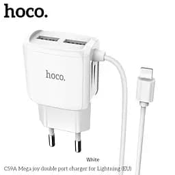 Адаптер сетевой HOCO Lightning cable Mega Joy C59A |2USB, 2.1A| - мініатюра 4