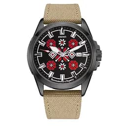 Наручний годинник чоловічий Embroidery Black-Red Khaki Automatic 10ATM Awarder acs0031920