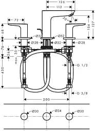 Змішувач Hansgrohe Talis E для умивальника на 3 отвори Matt Black 71733670 Чорний матовий - мініатюра 3