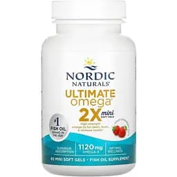 Рыбий жир Nordic Naturals Ultimate Omega 2X со вкусом клубники 1120 мг 60 мини капсул