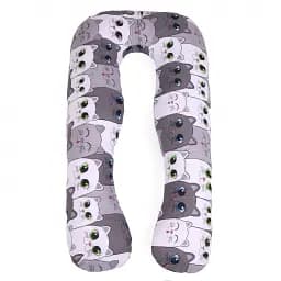 Подушка для вагітних та відпочинку MirSon U-подібна №5034 Color Line Кіт Батон 140х75х20 см сіра (2200010969955)