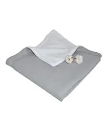 Детский вязанный плед Прованс с плюшем, 96х86 см, серый (17053)