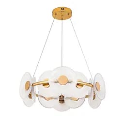 Підвісна LED-люстра 8036103-12LED (600) FGD, золота, Ø57 см, скляні плафони 175 мм, три режими світла