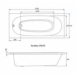 Ванна акрилова Volle Ava Neo 170x75 1229.001775 Білий - мініатюра 2