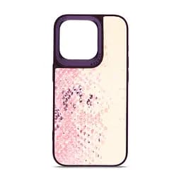 Кожаный чехол для Apple iPhone 15 Pro, Harder Snake Pattern, розовый, термополіуретан ТПУ + экокожа с текстурой змеиной кожи, панель, защита корпуса, противоударный, микрофибра, рамка вокру камеры, защита всего корпуса, (ARM76797)