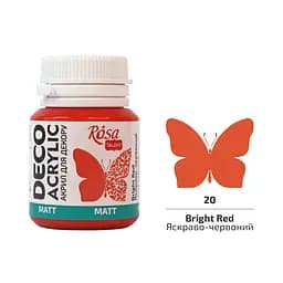 Акрил для декора Ярко-красный (20) матовый 20 мл Rosa Talent