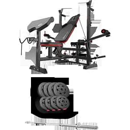 Набор Hop-Sport Premium 39кг со скамьей HS-1075 Pro и штангой