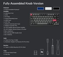 Клавіатура Lemokey P1 Pro Keychron Super Red Wireless EN/UKR RGB Carbon Black (P1P-M1-UA) - мініатюра 2