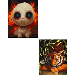 Набір картин за номерами 2 в 1 Art Craft Бавовнятко 40х50 (11671-AC) та Бенгальський тигр 40х50 см (11618-AC)