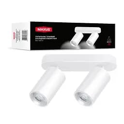 Світильник точковий накладний поворотний без лампи Maxus Spot Light Base GU10x2 White