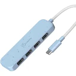 USB-хаб j5create JCH341EC-N USB-C на 4 USB-A, голубой (JCH341EC-N)