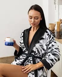 Халат жіночий з плюшевого велюру Striped 18301 XS-S - мініатюра 2