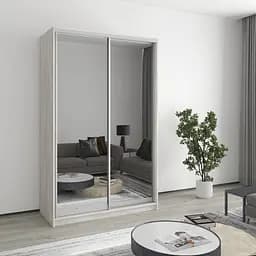 Шафа-купе дводверна MebelStar Стандарт AL 2 Дзеркала 130x45x210 см Аляска сірий (MBS-2507)