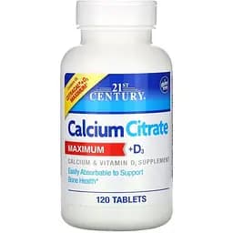 Вітаміни та мінерали 21st Century Calcium Citrate +D3 Maximum, 120 таблеток
