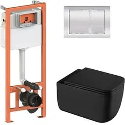 Набір Q-tap Nest 4 в 1 підвісний унітаз Gemini Ultra Quiet 530х365х373 + комплект інсталяції QT2533076EUQMB46173