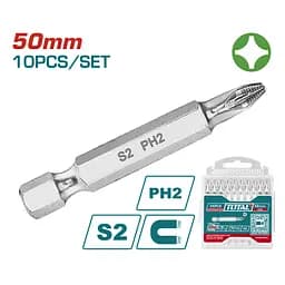 Викрутні насадки PH2 Total 50 мм 10 шт. (TAC16PH223)