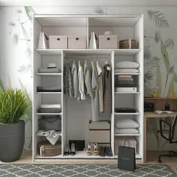 Шафа-купе Doros G-Caiser Білий Графіт/Чорний 1 ДСП / 1 скло / 3 частини 180х60х240 (42005095) - мініатюра 3