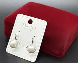 Сережки біжутерія з камінням і перлинами Xuping прикраси під срібло сережки гіпоалергенні медзолото