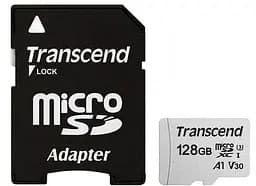 Карта памяти Transcend 128GB microSDXC UHS-I/U3 Class 10 300S A1 + SD-adapter (TS128GUSD300S-A)