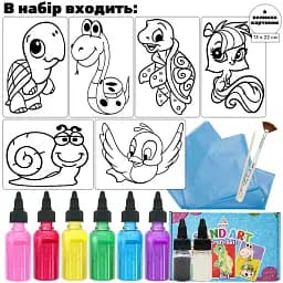 Дитячий набір для малювання піском 6 в 1 Alexes: картини з піску, великі трафарети, кольоровий пісок