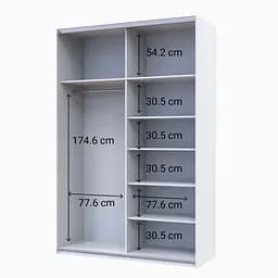 Шафа-купе Doros G-Caiser 1 ДСП/1 дзеркало/3 частини 160х60х240 см Білий (42002103) - мініатюра 2