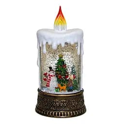Новорічний нічник зі снігом "Свічка зі сніговиком" XMAS WDL-23016, різдвяний світильник на батарейках - мініатюра 3