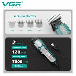 Тример акумуляторний для стрижки волосся VGR V-900 GREEN LED display 7000 RPM - мініатюра 2