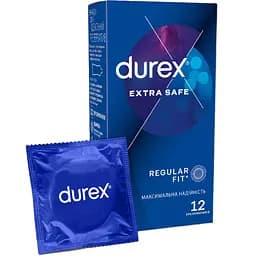 Презервативи латексні з силіконовою змазкою Durex Extra Safe, максимальна надійність, 12 шт. (8157146)