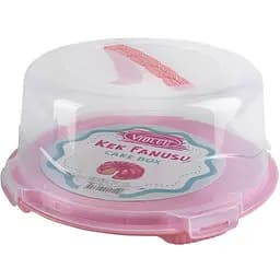 Тортовница пластиковая Violet House с крышкой, розовая, 37 см (0011 круглая большая PINK с/к)