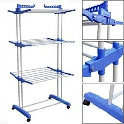 Сушарка для білизни GARMENT Tiers трирівнева 173,5×70×66 см, складна, на колесах, сталева - мініатюра 3