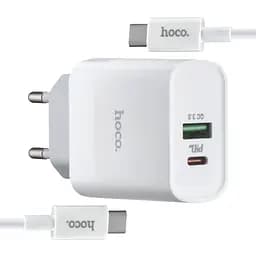 Сетевое зарядное устройство Hoco C80A Rapido PD20W + QC3.0 charger set Type-C to Type-C (EU) Белый