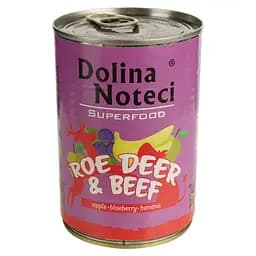 Вологий корм для собак Dolina Noteci Superfood з м'ясом козулі та яловичини 400 г