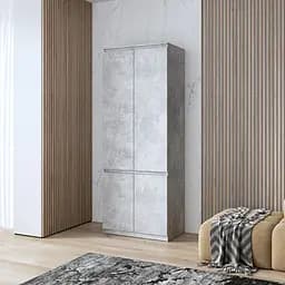 Шафа для одягу Vays, з полицями, в спальню, сучасна, з фасадами без ручок R-24 Бетон