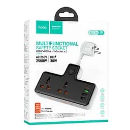 Подовжувач Hoco AC12A Reise (PD30W/1C3A) +Socket Black - мініатюра 4