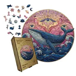 Дерев'яний фігурний пазл Мандала Кита, А2, Дерев'яна коробка 300+ елементів