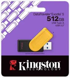 Флеш накопичувач USB 512Gb Kingston DataTraveler Exodia S, Black/Yellow, USB 3.2 Gen 1 (DTXS/512GB) - мініатюра 3