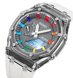 Наручний годинник чоловічий Skmei 2100 White Grey, 2100WTGY (18434) - мініатюра 3