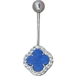 Срібна сережка для пірсингу пупка Ірій з лазуритом. 6025.3
