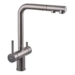 Змішувач для кухні на дві води з висувним виливом Zerix LUX-024 graphite ZX5557 Графіт