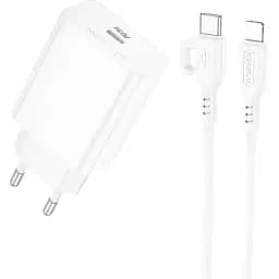 Мережевий зарядний пристрій з кабелем Borofone BA21A Pro Long journey single port PD20W charger set(C to iP) білий